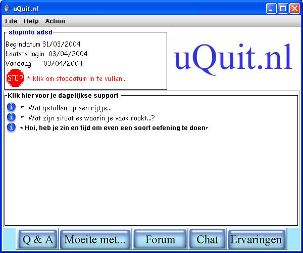 uQuit interface stoppen met roken